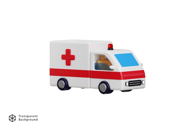 Ilustración vectorial del icono de ambulancia médica 3D del concepto de vehículo de transporte de emergencia