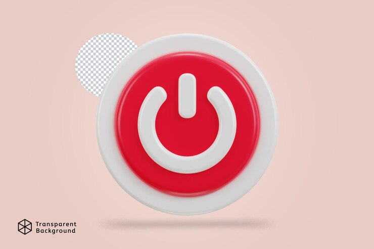 PSD ilustración vectorial del icono del botón de apagado en 3d