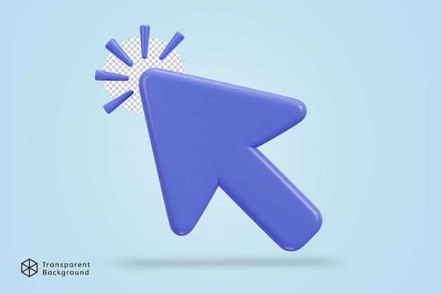 Ilustración vectorial del icono de clic del cursor en 3D