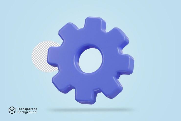PSD ilustración vectorial del icono de las configuraciones del engranaje de la rueda dentada 3d