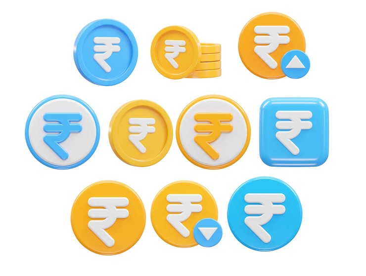 PSD ilustración vectorial del icono de la moneda rupia