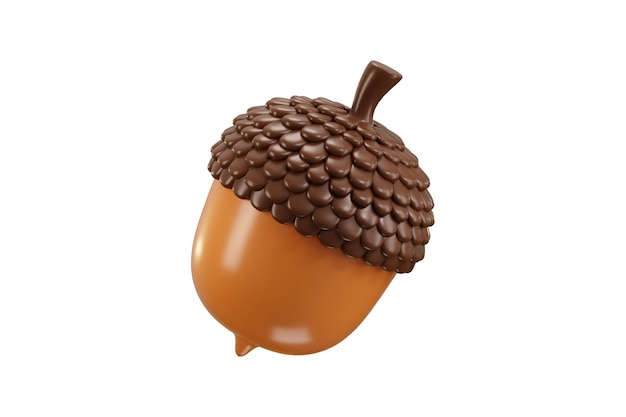 Ilustración vectorial de renderización 3D del icono de las frutas de la bellota