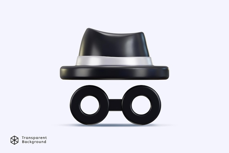 PSD ilustración vectorial de renderización en 3d del icono del modo de incógnito