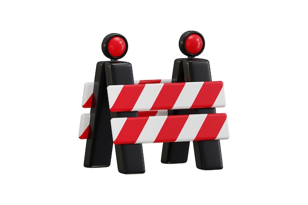 Ilustración vectorial de representación 3D del icono de la barrera de seguridad vial