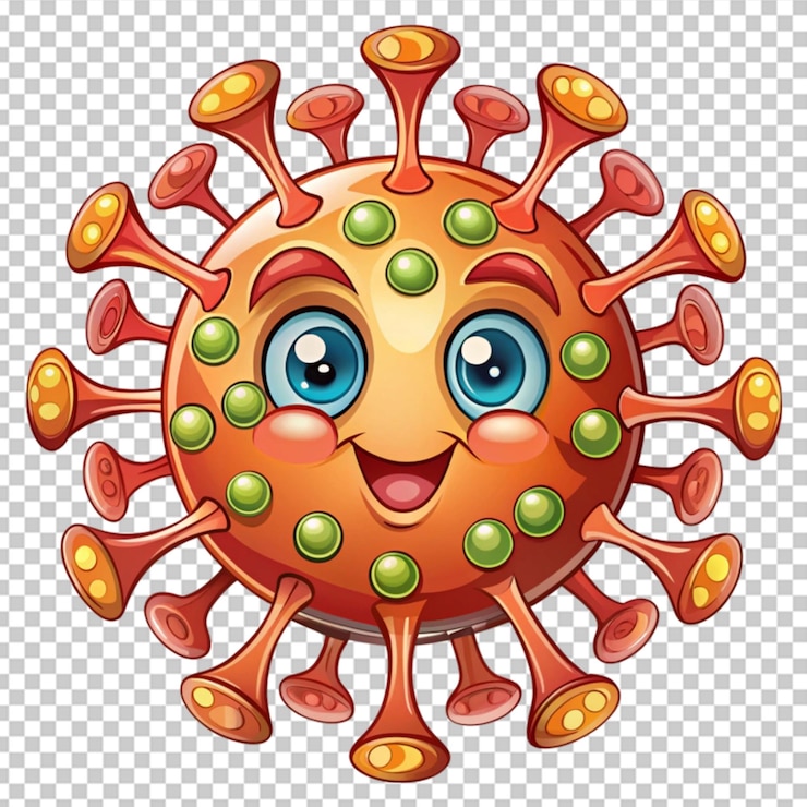 PSD ilustración vectorial de un rotavirus al estilo de dibujos animados aislado sobre un fondo transparente