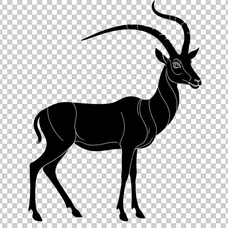 PSD ilustración vectorial de silueta de un antílope pastando aislado sobre un fondo blanco