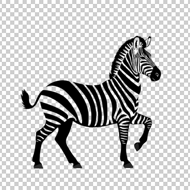 PSD ilustración vectorial de silueta de una cebra a rayas aislada sobre un fondo blanco