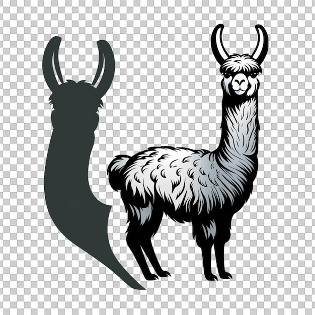 Ilustración vectorial de silueta de una encantadora llama aislada sobre un fondo blanco
