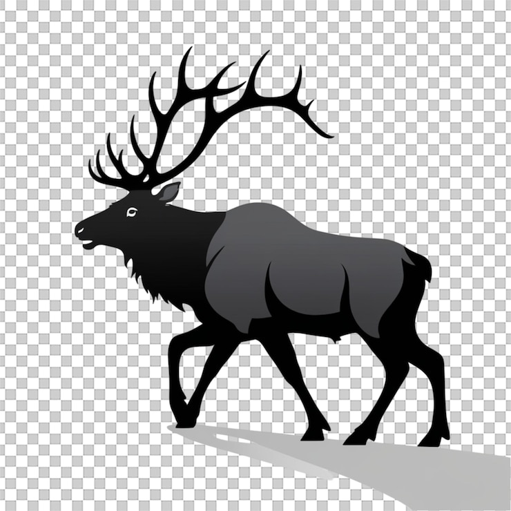 PSD ilustración vectorial de silueta de un gracioso alce aislado sobre un fondo blanco