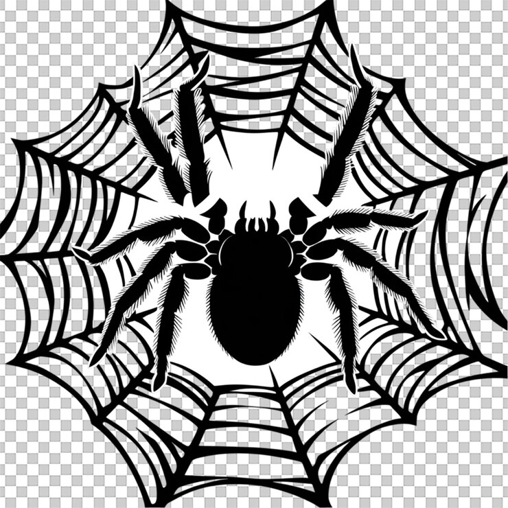 PSD ilustración vectorial de silueta de una tarántula aislada sobre un fondo blanco limpio