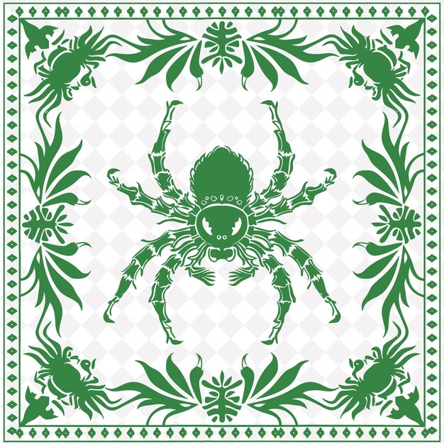 PSD ilustración vectorial verde y blanca de una araña