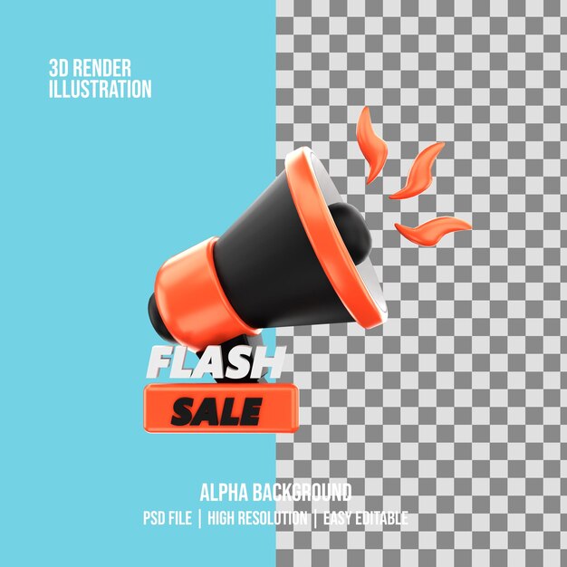 PSD ilustración de venta flash de renderizado 3d