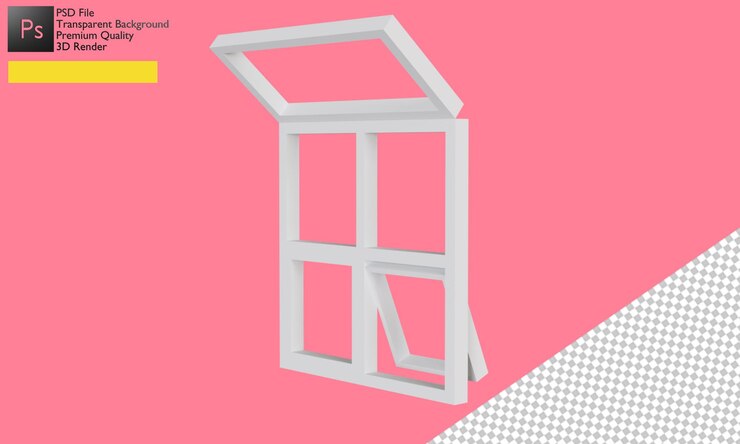 PSD ilustración de ventana 3d