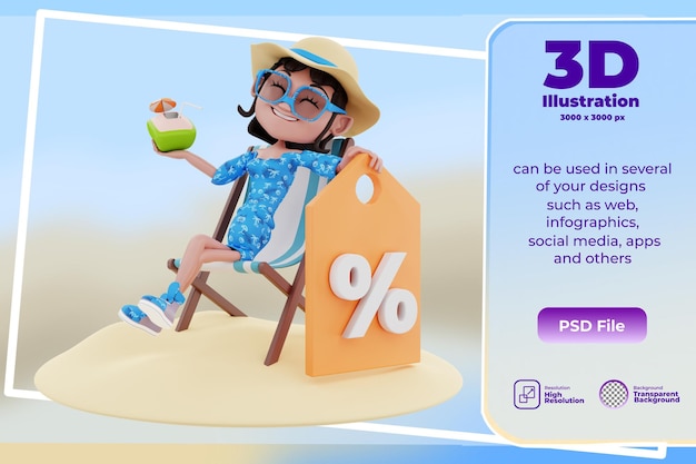 Ilustración de verano 3d