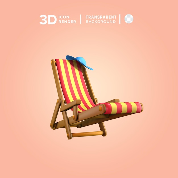 PSD ilustración de verano de la silla de playa con icono 3d
