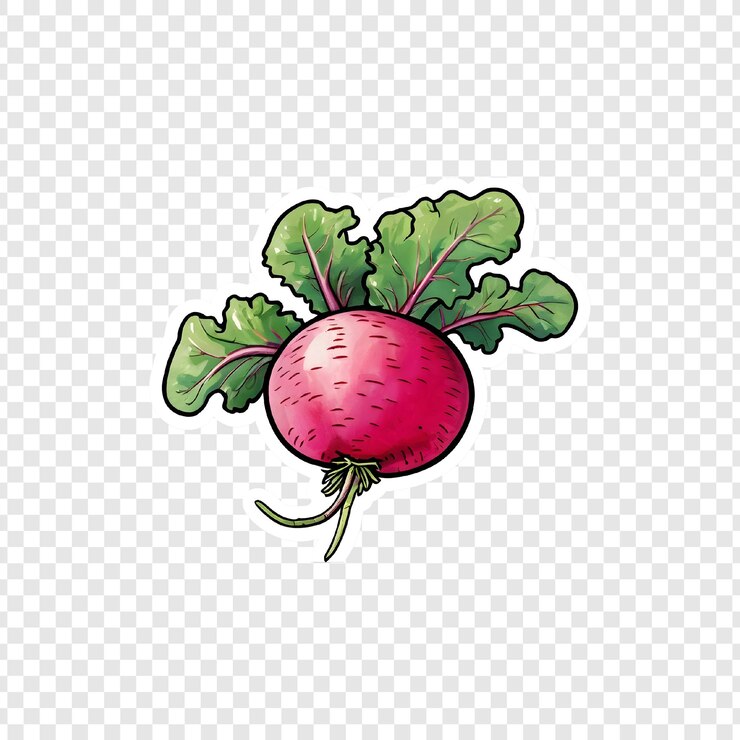 PSD ilustración de verduras frescas de rábano rojo jardín produce alimentos clipart