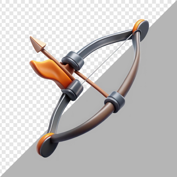 PSD ilustración vibrante en 3d de un elegante arco y flecha con artesanía detallada