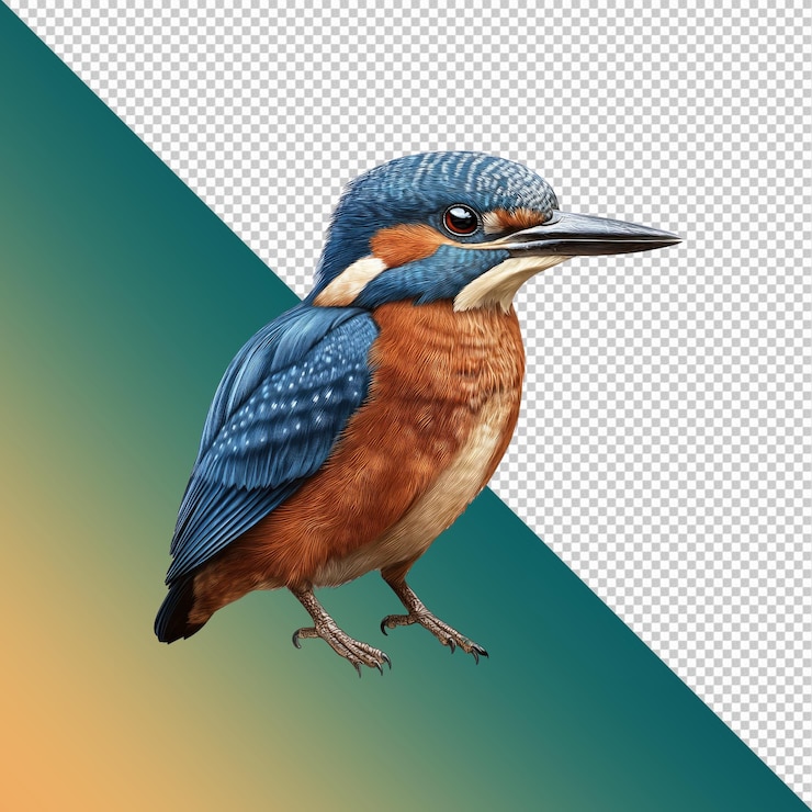 PSD ilustración vibrante del ave pescador común
