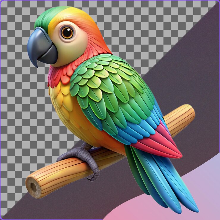 PSD ilustración vibrante de loros en 3d