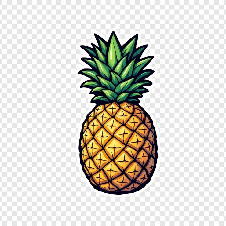 PSD ilustración vibrante de la piña diseño de pegatinas de frutas tropicales