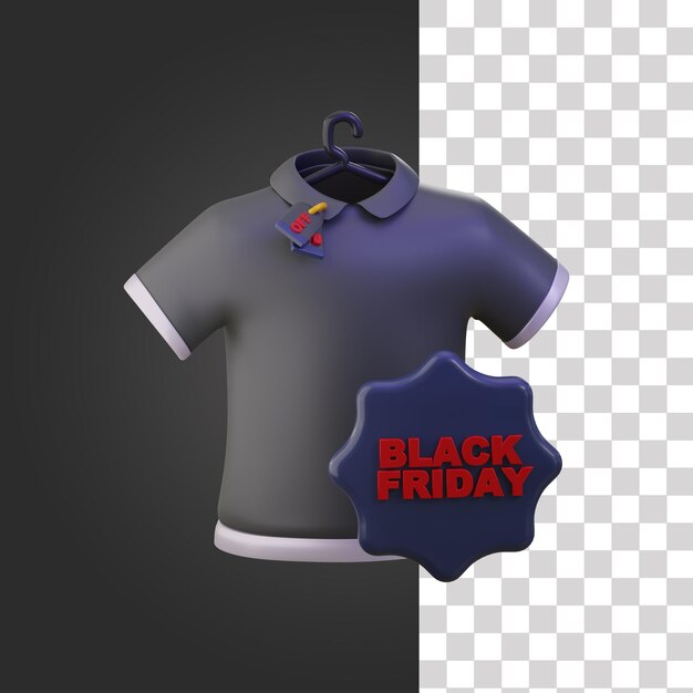 PSD ilustración del viernes negro con descuento en ropa 3d