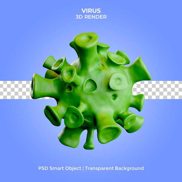 PSD ilustración de virus 3d render aislado psd premium