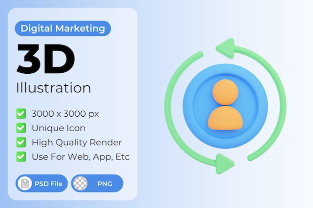 PSD ilustración de visitante de retorno 3d