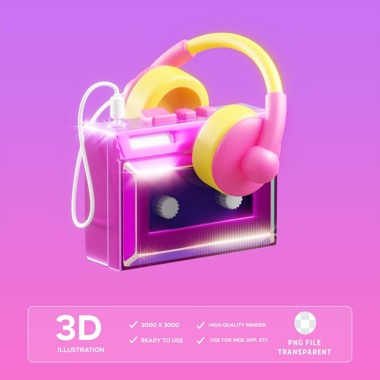 Ilustración de walkman 3D para PSD