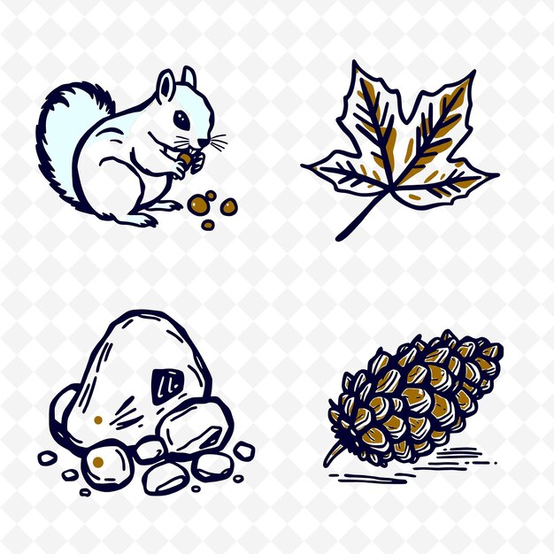 IlustraciónChipmunk Maple Leaf Rock Pinecone Una reunión de Chipmunk F Coloración creativa Naturaleza Seto
