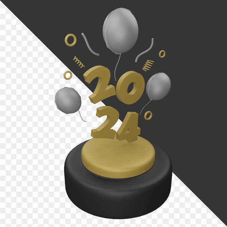 PSD ilustraciones 3d para el año nuevo
