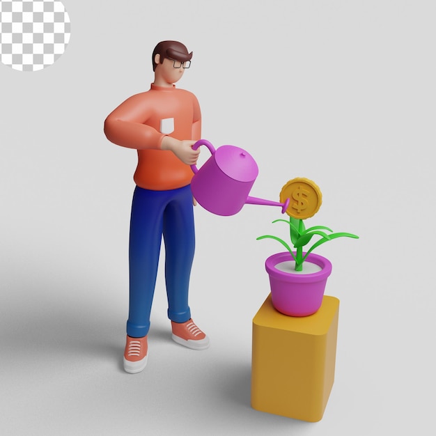 Ilustraciones 3d. Ilustración inversión y crecimiento financiero.