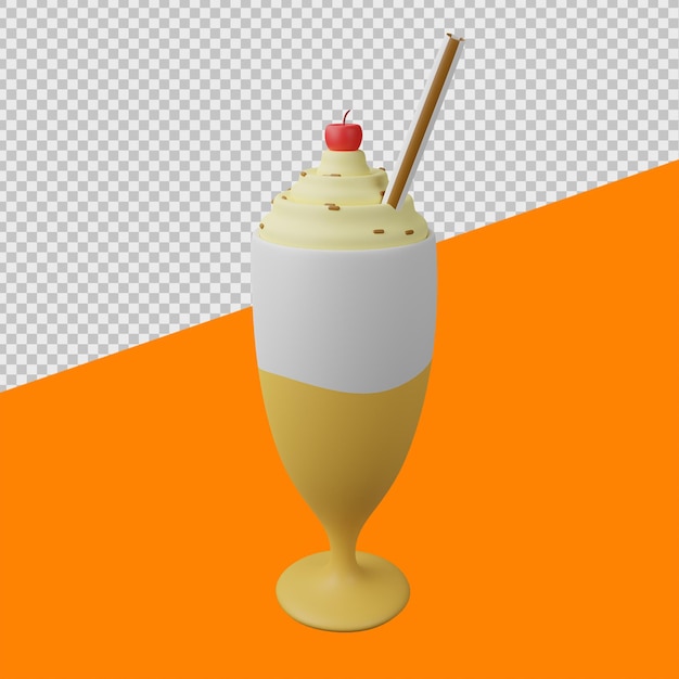 PSD ilustraciones de alimentos 3d de batido