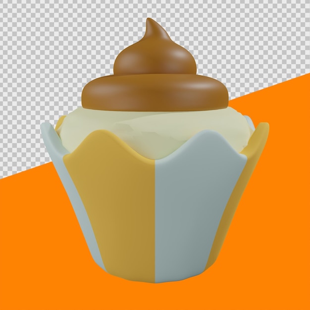 PSD ilustraciones de alimentos 3d cupcake de chocolate