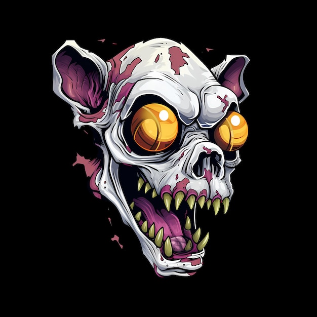 ilustraciones de arte de animales zombies para pegatinas diseño de camisetas póster etc.