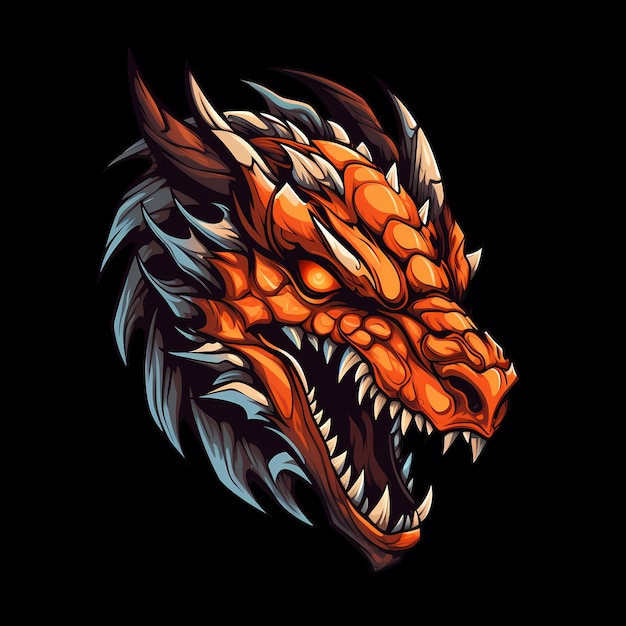 PSD ilustraciones de arte de cabeza de dragón para pegatinas, logotipo, diseño de camiseta, póster, etc.