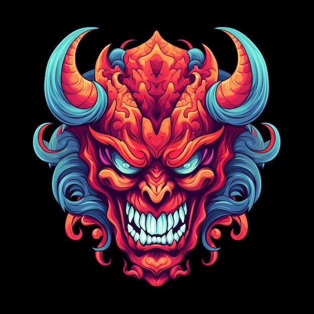 ilustraciones de arte del diablo coloridas para pegatinas diseño de camiseta póster etc.