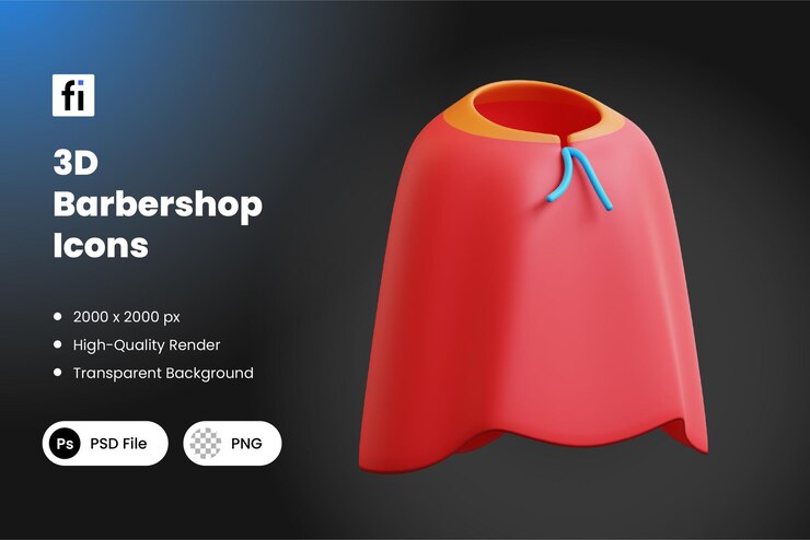 PSD ilustraciones de barbería en 3d para cortar la capa