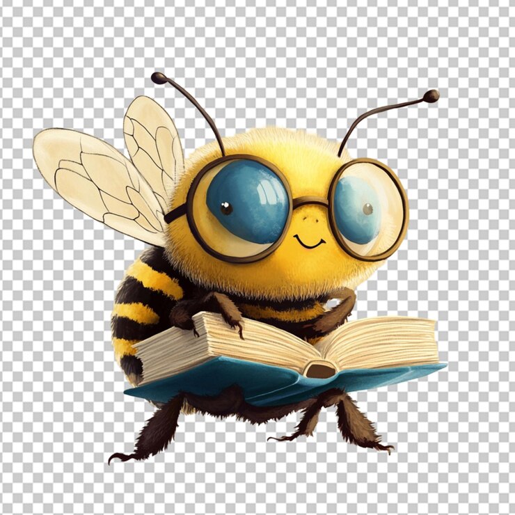 PSD estas ilustraciones digitales representan simpáticas abejas sobre un fondo transparente