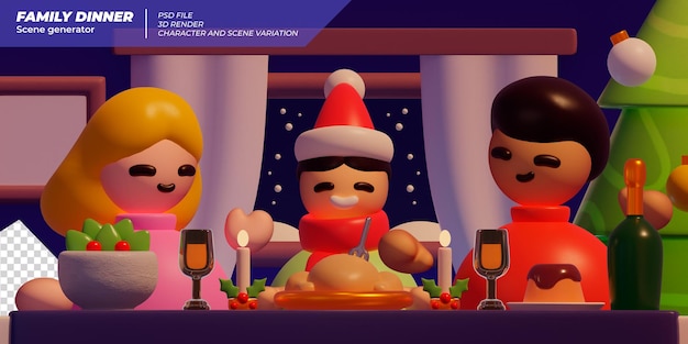 ilustraciones festivas en 3d para diciembre y enero.