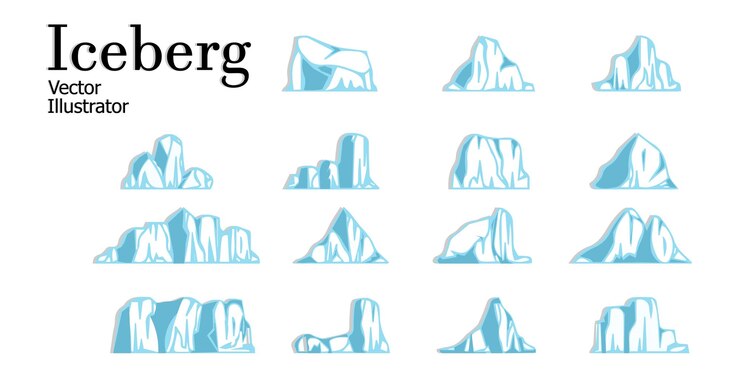 PSD ilustraciones de iceberg para elementos infográficos