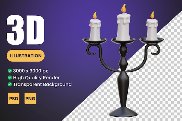 Ilustraciones del icono del candelabro en 3d