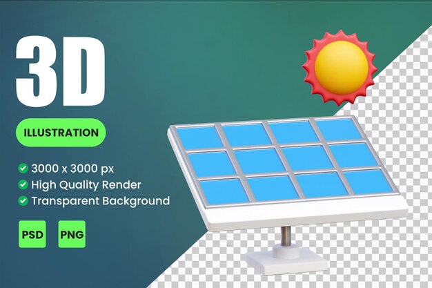 PSD ilustraciones de iconos 3d del panel solar