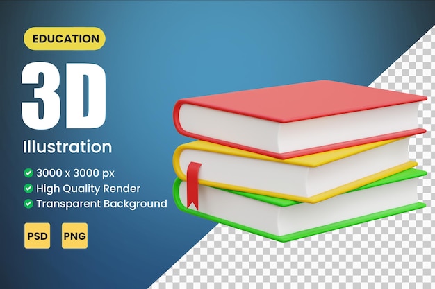 Ilustraciones de iconos 3D de pila de libros