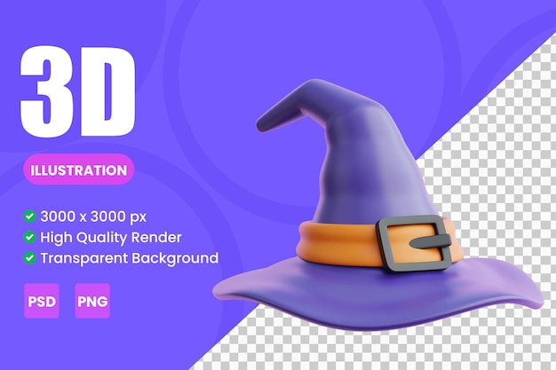 PSD ilustraciones de iconos 3d de sombrero de bruja