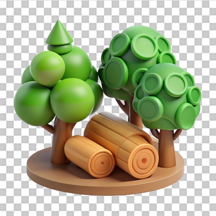PSD ilustraciones de íconos en 3d del tronco de madera