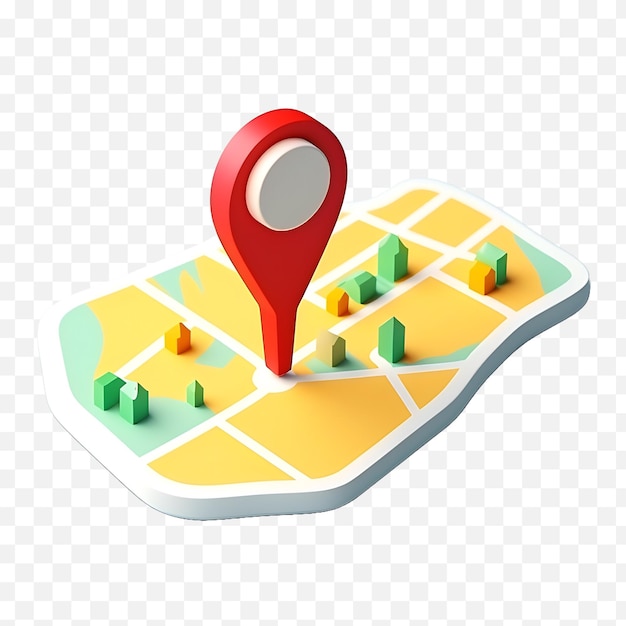 PSD ilustraciones de iconos de ubicación y mapas en 3d