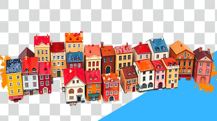 PSD ilustraciones inmobiliarias y arquitectónicas con fondo transparente