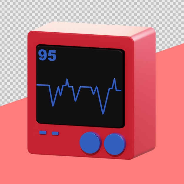 PSD ilustraciones médicas 3d de la máquina de ecg