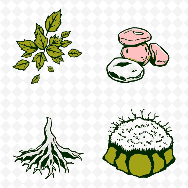 PSD ilustraciónhojas caídas piedras raíces de árboles musgo hojas caídas crujientes colorear creativo naturaleza seth