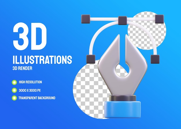 Ilustrações 3D da Ferramenta Pen